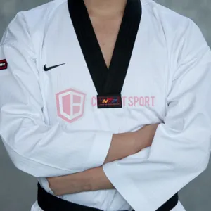 Võ phục Taekwondo Nike Hàn Quốc cổ đen 
